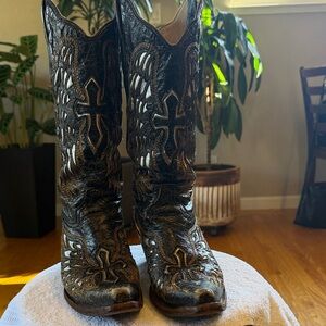 Corral Black and Brown Heeled Boots